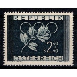 Olympiade - Østrig - Enkeltmærke - 2,40 schilling + 60 gr. - sortgrøn - Postfrisk - Flot mærke.
